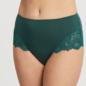 NEW fleur't Belle Epoque High Waist Soft Lace Leg Brief Panty 606 Grove Green